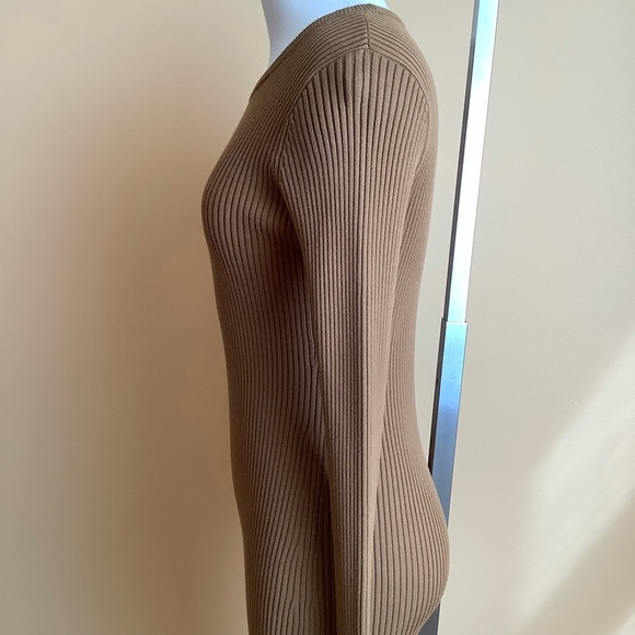ARITZIA BABATON Camel Streep Dress Maxi Ribbed Knit - Picture 3 of 11